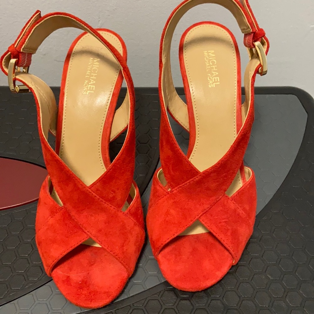 Red suede Michael Kors sandal